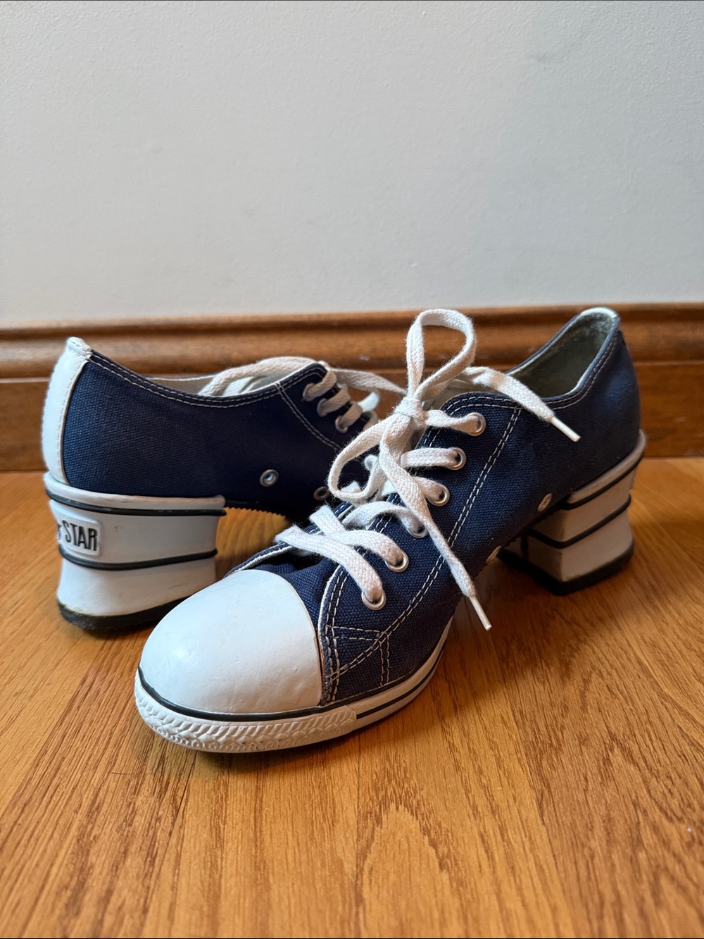 Converse Rare Vintage 90s All Star Chunky Heeled Navy Oxford Shoes Size USA 8.5